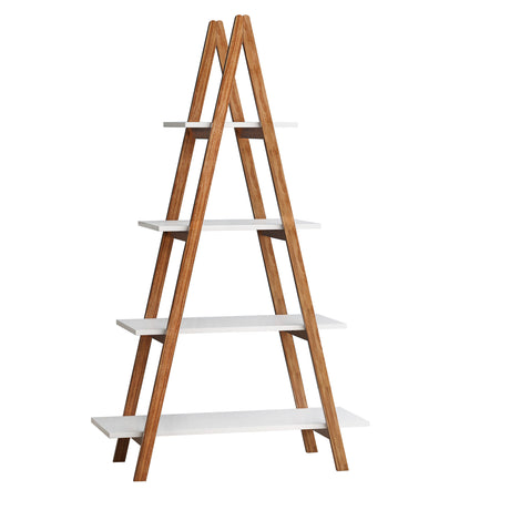 Solid bamboo wood oxford “A”frame ladder display bookshelf - V.I.P Digital Presence