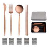 304 stainless steel portable tableware steak knife fork spoon chopsticks detachable folding tableware set - V.I.P Digital Presence