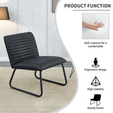 Black minimalist armless sofa chair with PU backrest paired with black metal legs