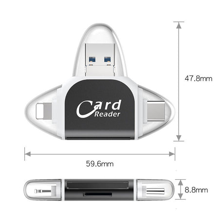 Plug and play for Apple and Android phones multifunctional card reader four in one multifunctional TF card SD card - V.I.P Digital Presence