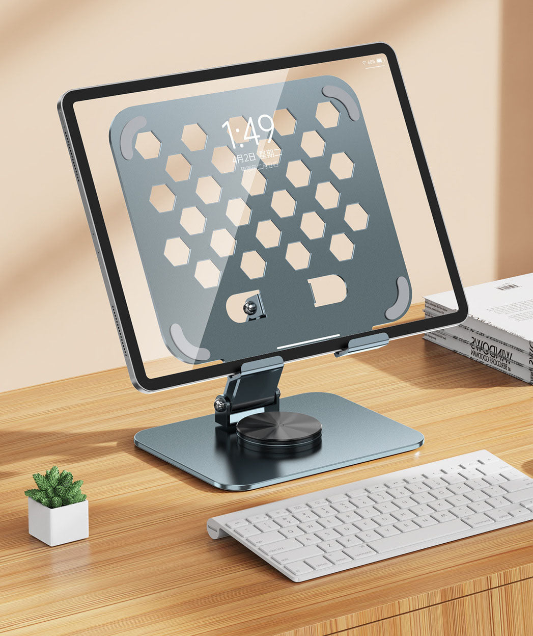 Tablet stand 360 degree rotating folding all metal live streaming learning iPad universal stand for tablets and smartphones - V.I.P Digital Presence