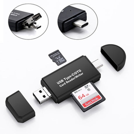 Type C & micro USB & USB 3 In 1 OTG Card Reader  High-speed USB2.0 Universal OTG TF/SD for Android Computer Extension Headers - V.I.P Digital Presence