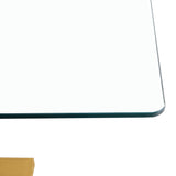Large Modern Minimalist Rectangular Glass Dining Table for 6-8 with 0.4" Tempered Glass Tabletop and MDF slab V-Shaped Bracket