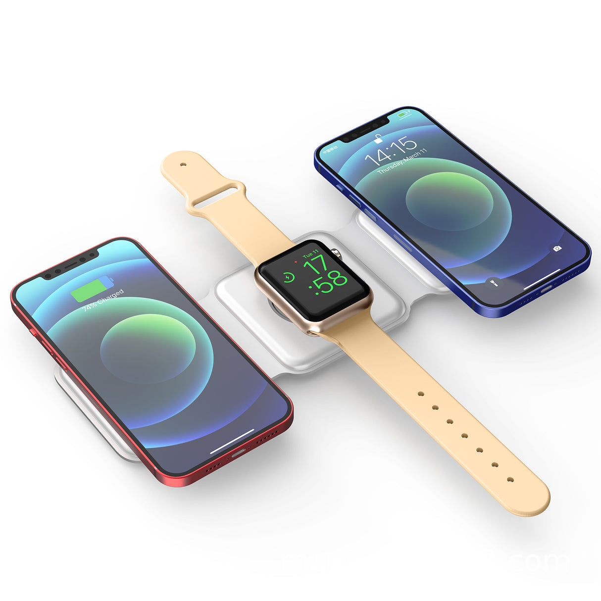 Cargador inalámbrico magnético plegable tres en uno Magsafe de 15 W con carga rápida para Apple Headset Watch