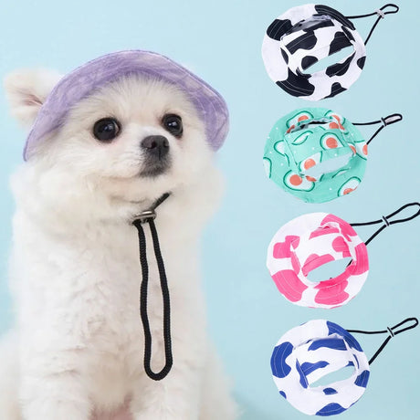 Fashion Dog Hat Adjustable Pet Bucket Hats with Ear Holes Summer Outdoor Round Brim Sun Hat for Samll Dogs Cats Pet Supplies - V.I.P Digital Presence