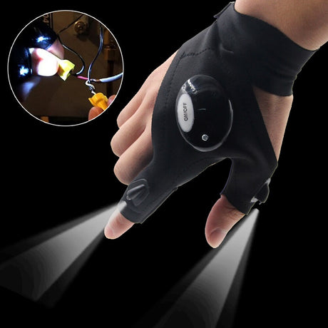 1 Pair Right and Left Multifunctional Gloves Outdoor Hiking Fingerless Gloves with LED Light Waterproof Flashlight Gloves - V.I.P Digital Presence