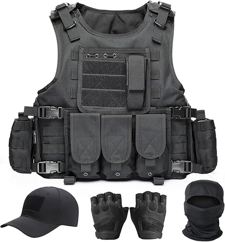 Tactical Vest for Men, Airsoft Vest, Black Molle Vest and Cap Protective Equipment, Tactical Airsoft Gear - V.I.P Digital Presence