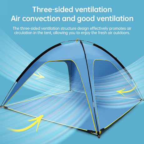Quick-open beach tent, sun shelter, light shade for outdoor camping, 3-vented, spacious design - V.I.P Digital Presence