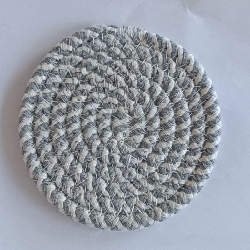 Cotton thread placemat hand woven insulation mat bowl mat cup mat thickened and simple cotton linen table mat - V.I.P Digital Presence