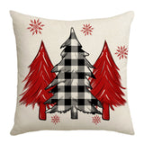 Grid Christmas linen pillowcase, Christmas tree snowflake home decoration pillowcase, sofa cushion pillowcase - V.I.P Digital Presence