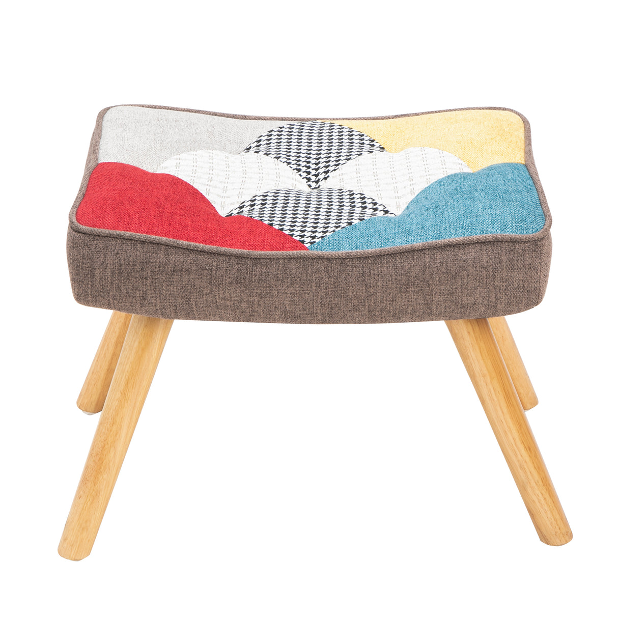 Rocking Chair with ottoman, Mid Century Fabric Rocker Chair with Wood Legs and Patchwork Linen for Livingroom Bedroom - V.I.P Digital Presence