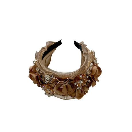 Fabric Flower Heavy Industry Wide Edge Crystal Headband Headband - V.I.P Digital Presence