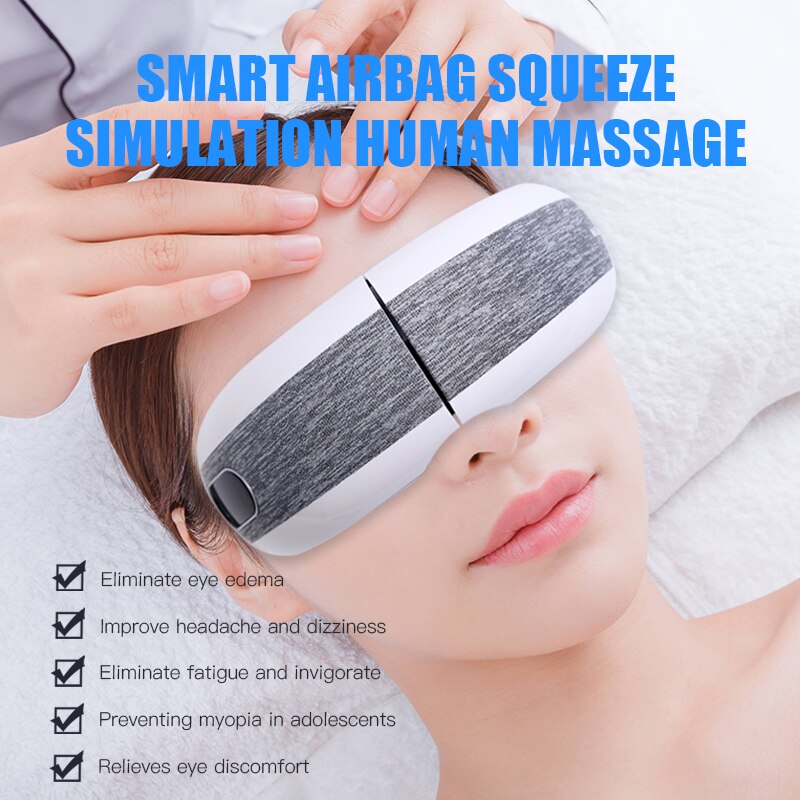 Masajeador de música con Bluetooth y carga, compresa caliente, masajeador de ojos eléctrico, antiarrugas, fatiga, tela transpirable, cuidado saludable