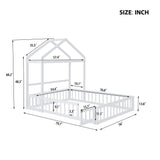 Wooden Full Size Children's Bed with Detachable Headboard and Integrated Clothes Drying Rack, White - V.I.P Digital Presence