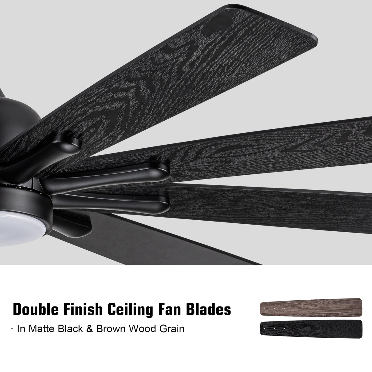 Mordern Farmhouse 62 In Black Ceiling Fan with Smart App and Remote Control - V.I.P Digital Presence