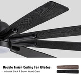 Mordern Farmhouse 62 In Black Ceiling Fan with Smart App and Remote Control - V.I.P Digital Presence