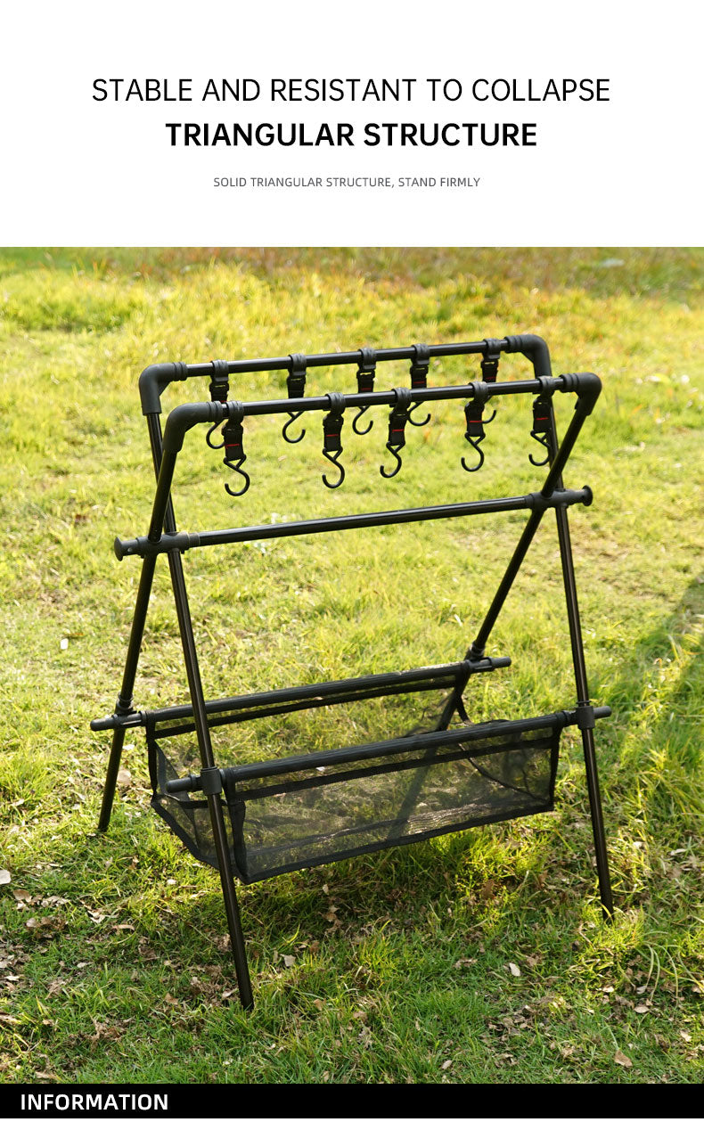 Estante plegable para acampar al aire libre, tendedero para coche de camping, red de secado, tendedero, estante de almacenamiento