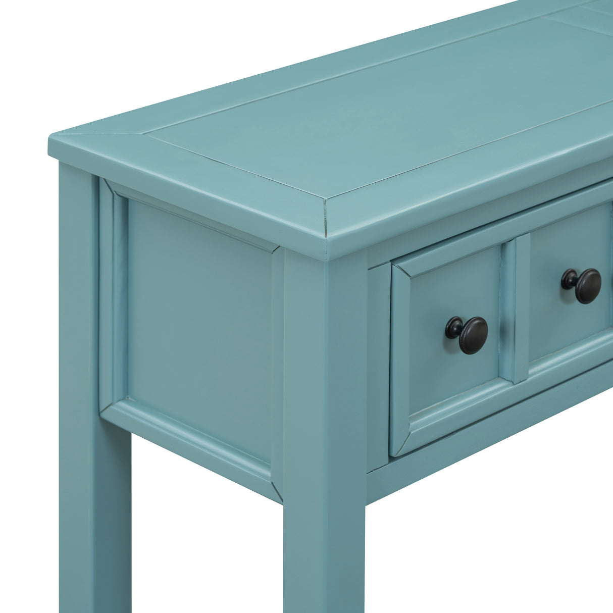TREXM Rural Entrance Console Table 60 "Long Sofa Table with Two Different Size Drawers and Bottom Shelves for Storage (Turquoise