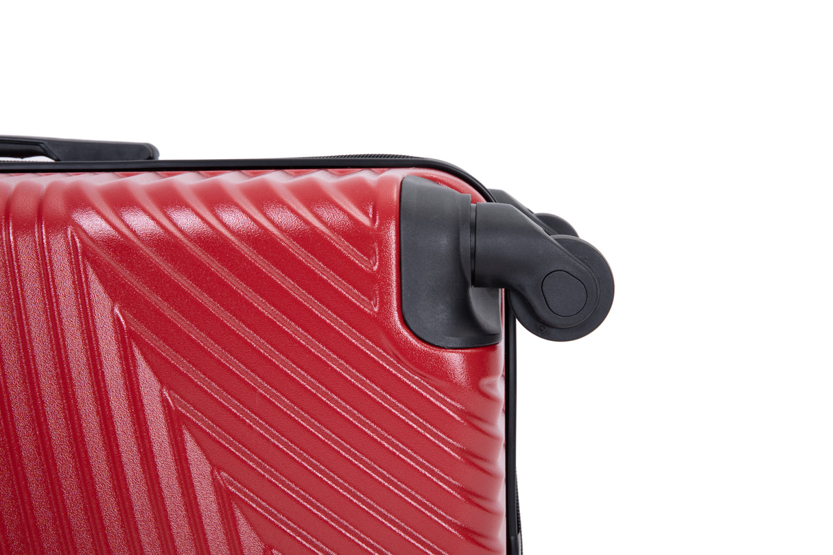 3 Piece Luggage Sets PC+ABS Lightweight Suitcase with Two Hooks Spinner Wheels (20/24/28) Red