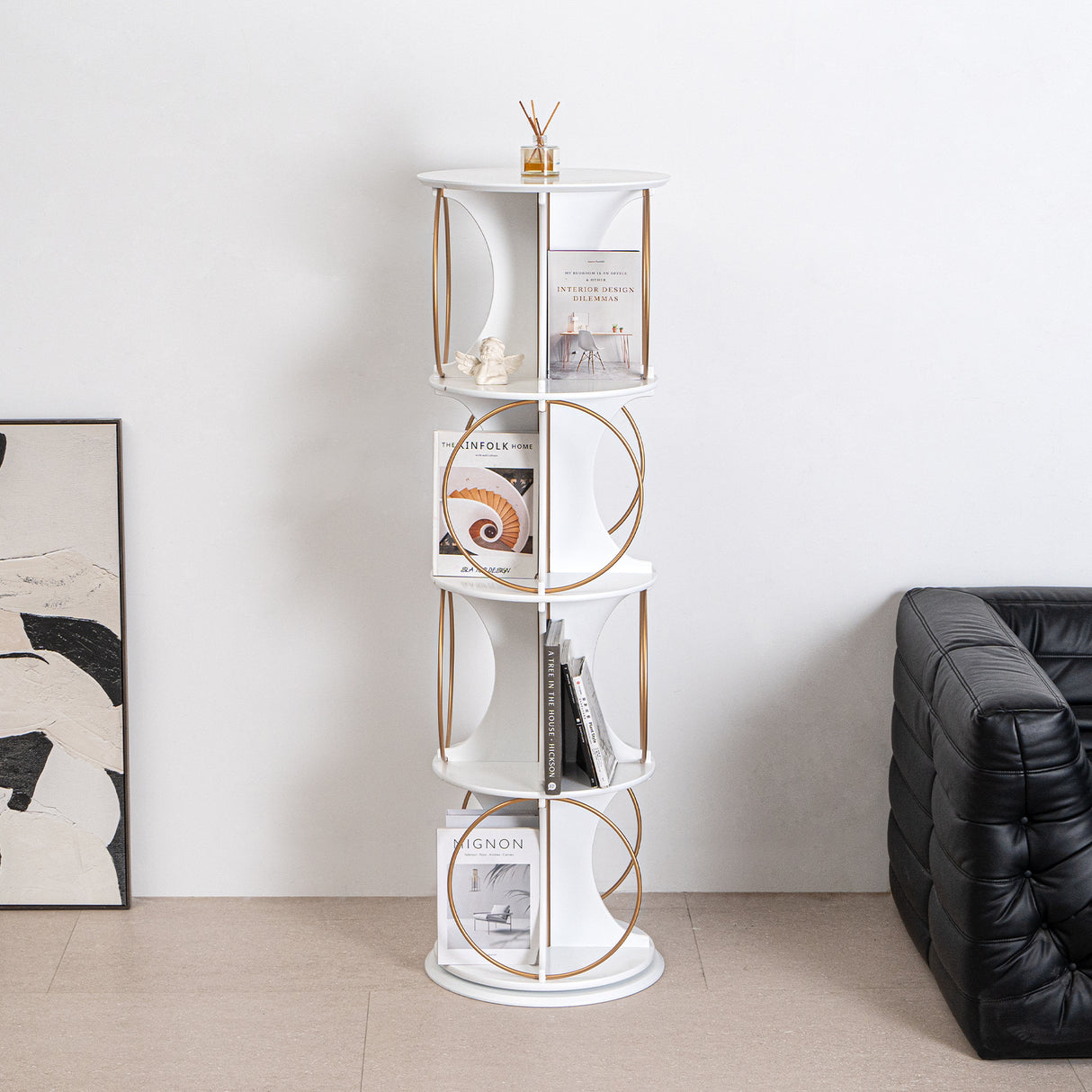Display rack, 4-layer floor standing organizer, 360 ° rotation, stable and sturdy, can hold books and exhibits - V.I.P Digital Presence