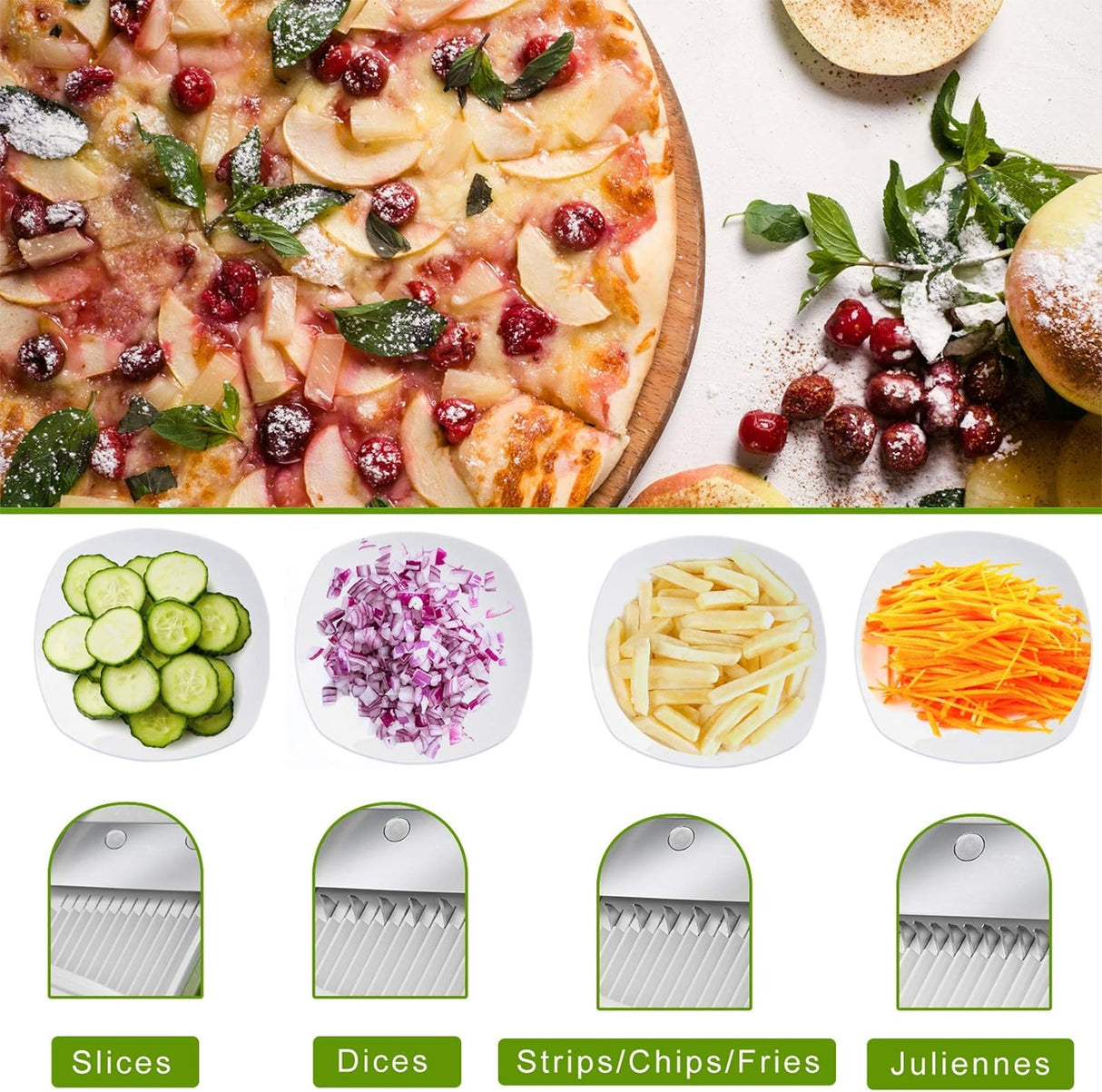 Mandoline Slicer, Vegetable Cutter, Strips Julienne Dicer (Orange) - V.I.P Digital Presence