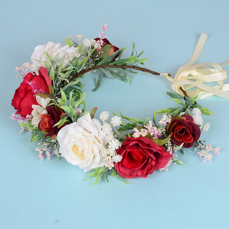 Flower garland headwear Hawaiian flower girl beautiful super fairy bride rose ring accessory - V.I.P Digital Presence