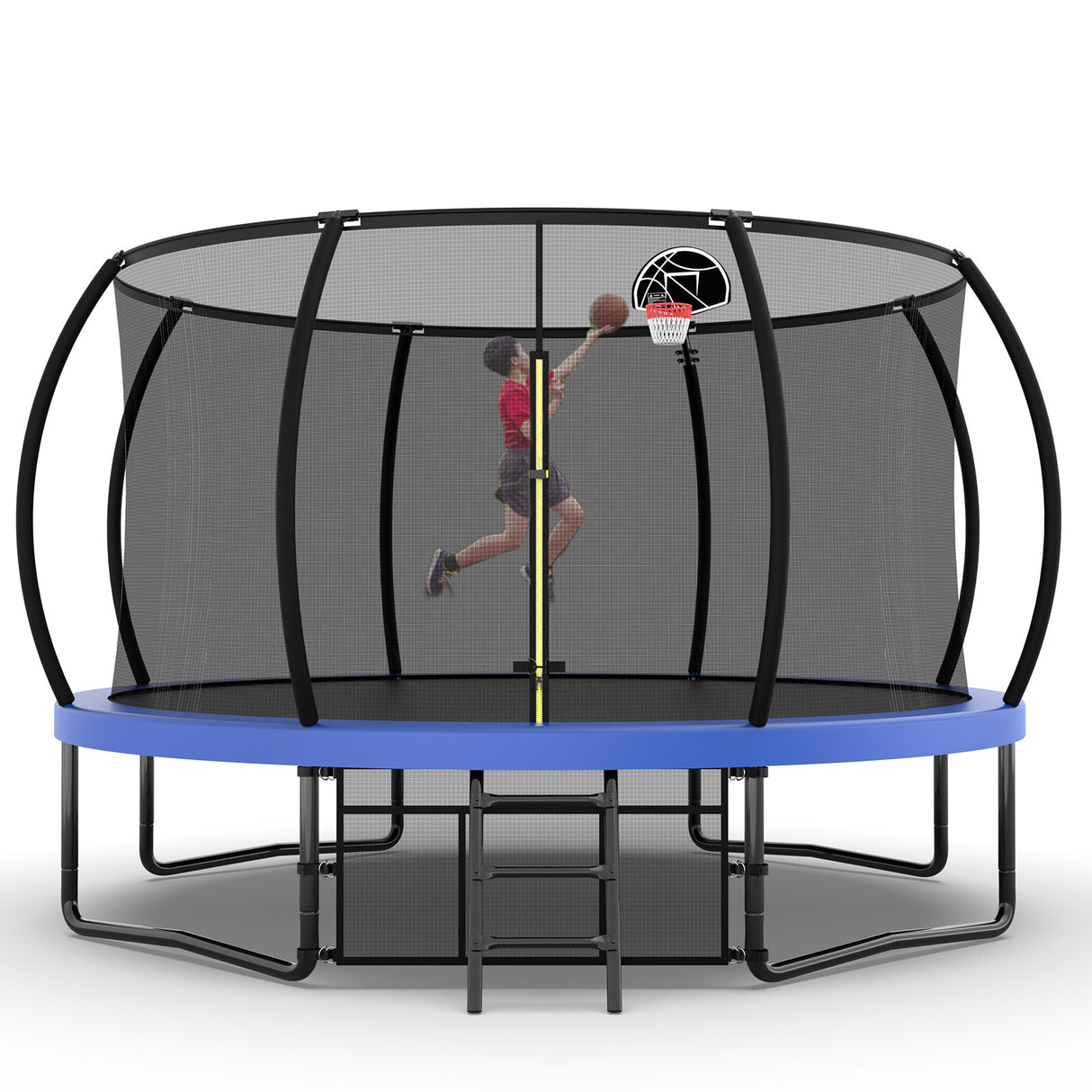 12FT Recreational Kids Trampoline with Safety Enclosure Net & Ladder, Outdoor Recreational Trampolines - V.I.P Digital Presence