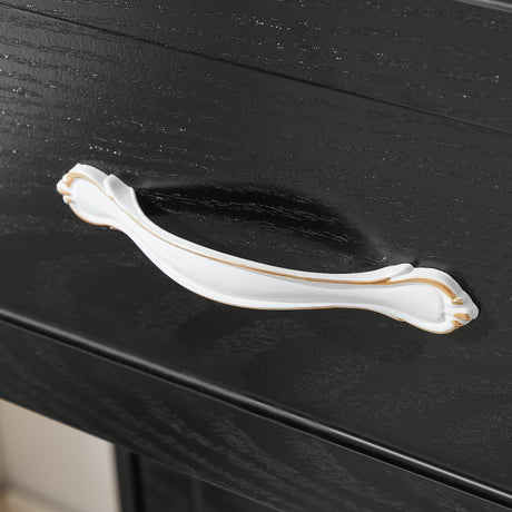 Modern 3 Drawer Bedroom Chest of Drawers with 7 Drawers Dresser, Clothes Organizer -Metal Pulls Black, 47.6″L x 15.7″W x 26.6″H - V.I.P Digital Presence