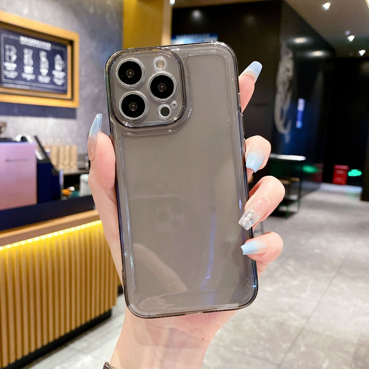 Suitable for Apple 13pro space transparent phone case iPhone 16 anti drop all inclusive 14 hole straight edge protective cover - V.I.P Digital Presence