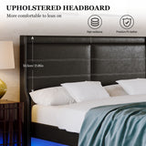 Stylish Queen Size PU Leather Upholstered Bed Frame Platform Bed Black - V.I.P Digital Presence