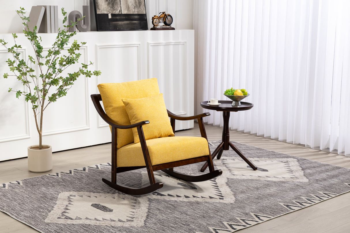 woven fabric Mid Century Modern Accent Chairs Comfy Upholstered Glider Arm Chair with Solid Wood for Living Room Bedroom Balcony - V.I.P Digital Presence