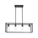 Pendant Lighting 4 Light Industrial Vintage Open Frame Rectangle Chandeliers Modern Black Linear Cage Ceiling Light Fixture - V.I.P Digital Presence