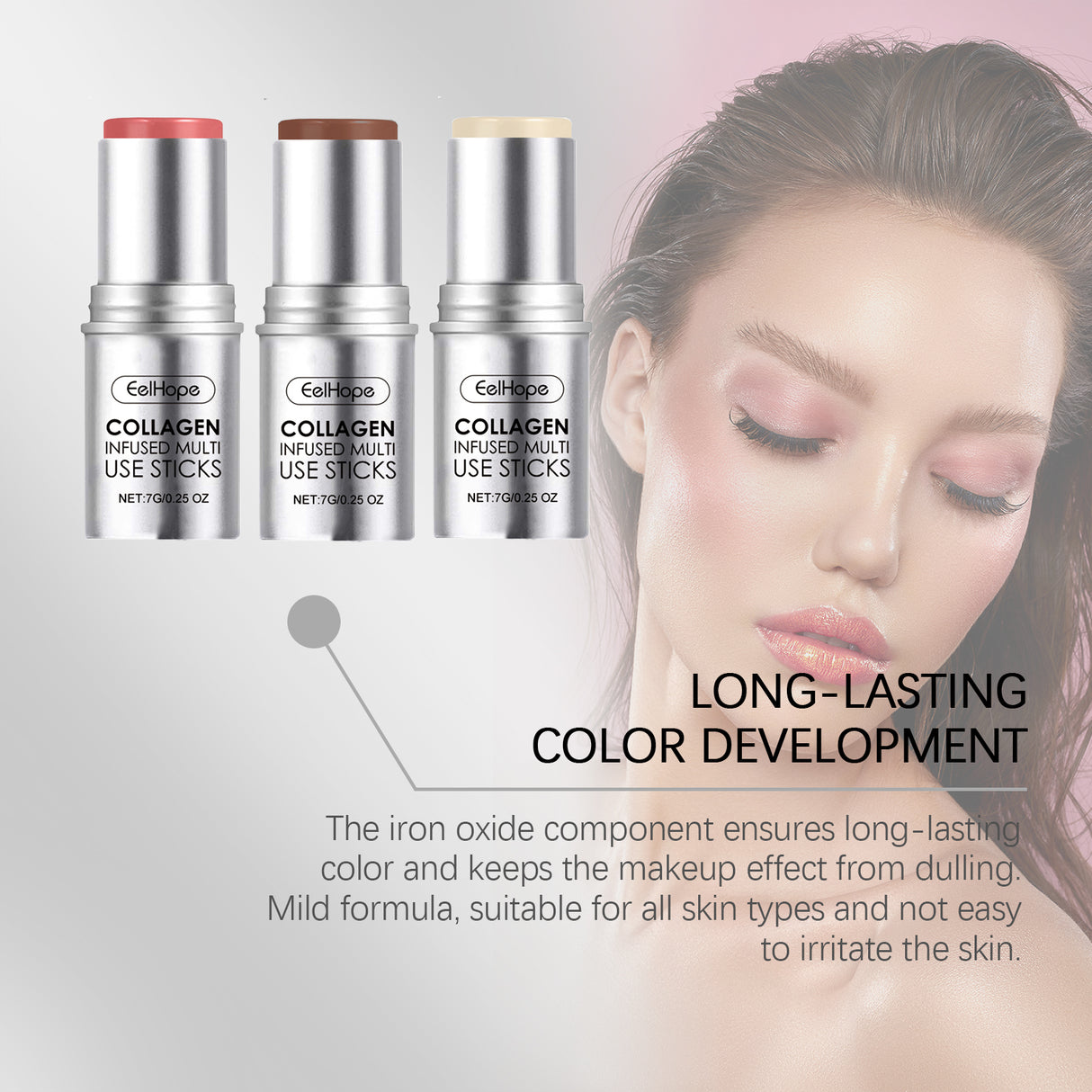 Collagen Makeup Stick Moisturizes Natural Multicolor Blush Stick - V.I.P Digital Presence