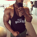 Bodybuilding and fitness vest printed with fine straps deep digging weightlifting pure cotton vest training suit - V.I.P Digital Presence