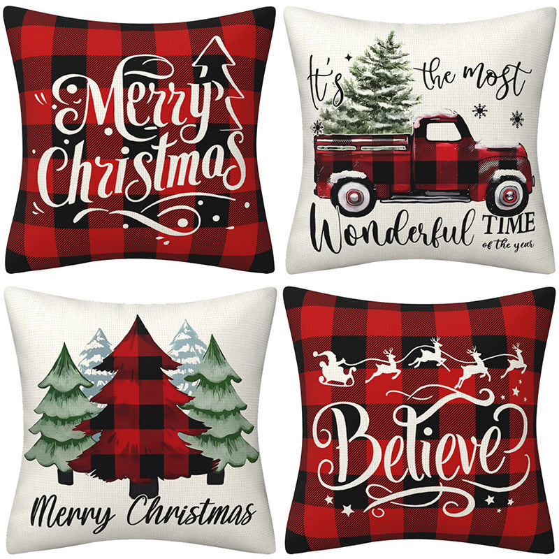 Black and red checkered car letter pillow cover, Amazon home sofa cushion cover, holiday pillow - V.I.P Digital Presence