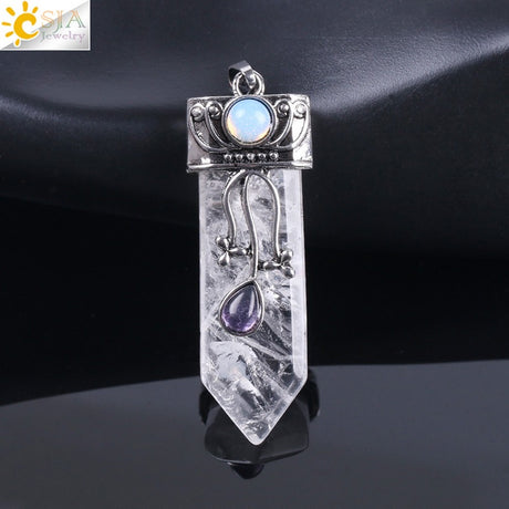 CSJA Vintage Large Natural Stone Sword-Shaped Pendant Jewelry Striped Crystal Agate Tiger Eye Jewelry Pendant Without Chain - V.I.P Digital Presence