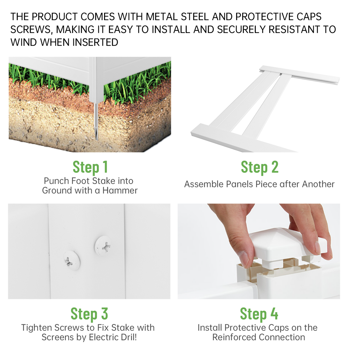 Privacy Fence Panels Kit Air Conditioner Trash Can Enclosure Vinyl white color - V.I.P Digital Presence