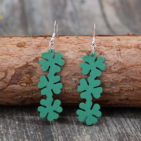Lucky Clover Wooden Dangle Earrings - V.I.P Digital Presence