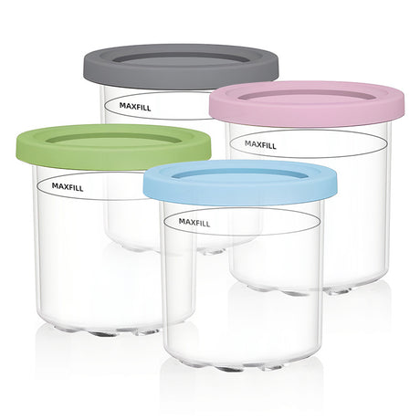 4-Pack Replacement Containers & Lids for Nin-ja Creami Deluxe Pints, 16oz, Compatible with NC299AMZ & NC300s, Original Grey - V.I.P Digital Presence
