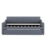 Twin Size Upholstery DayBed with Trundle and USB Charging Design Trundle can be flat or erected Gray - V.I.P Digital Presence