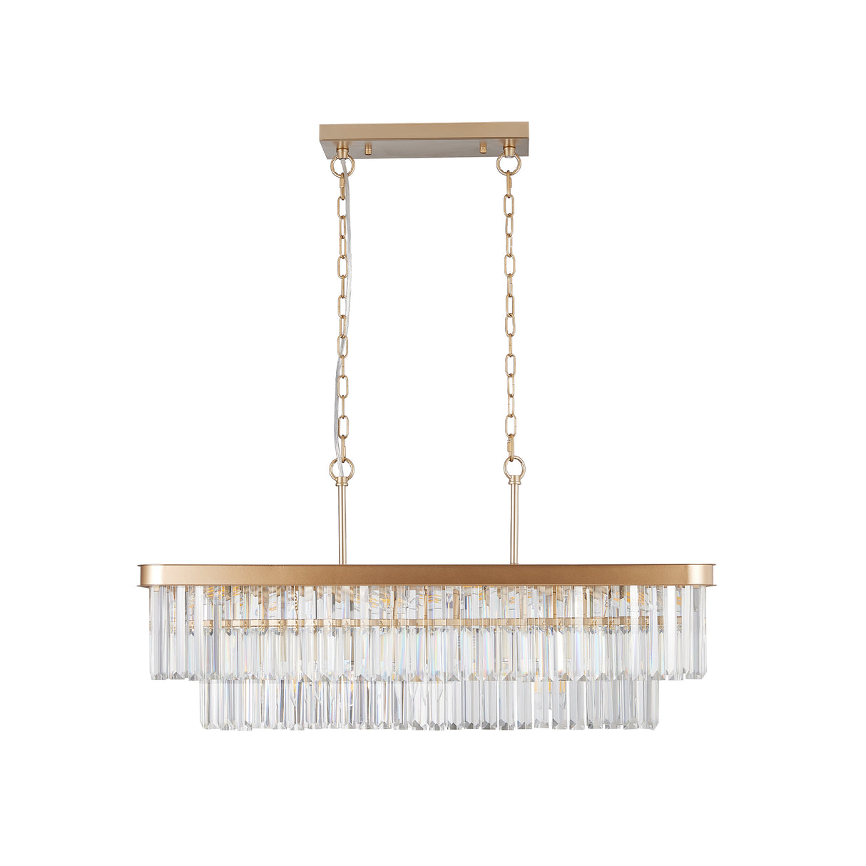 Chandeliers,Rectangular Crystal Chandelier Adjustable,E12 Modern Industrial Crystal Lights (Bulb Not Included) - V.I.P Digital Presence