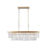 Chandeliers,Rectangular Crystal Chandelier Adjustable,E12 Modern Industrial Crystal Lights (Bulb Not Included) - V.I.P Digital Presence