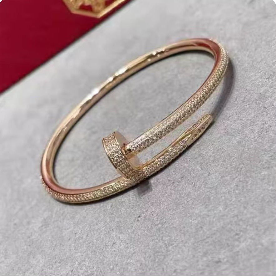 Precision Thick Plating Head and Tail Diamond Fashion Three-Circle Full Diamond Couple Bracelet - V.I.P Digital Presence