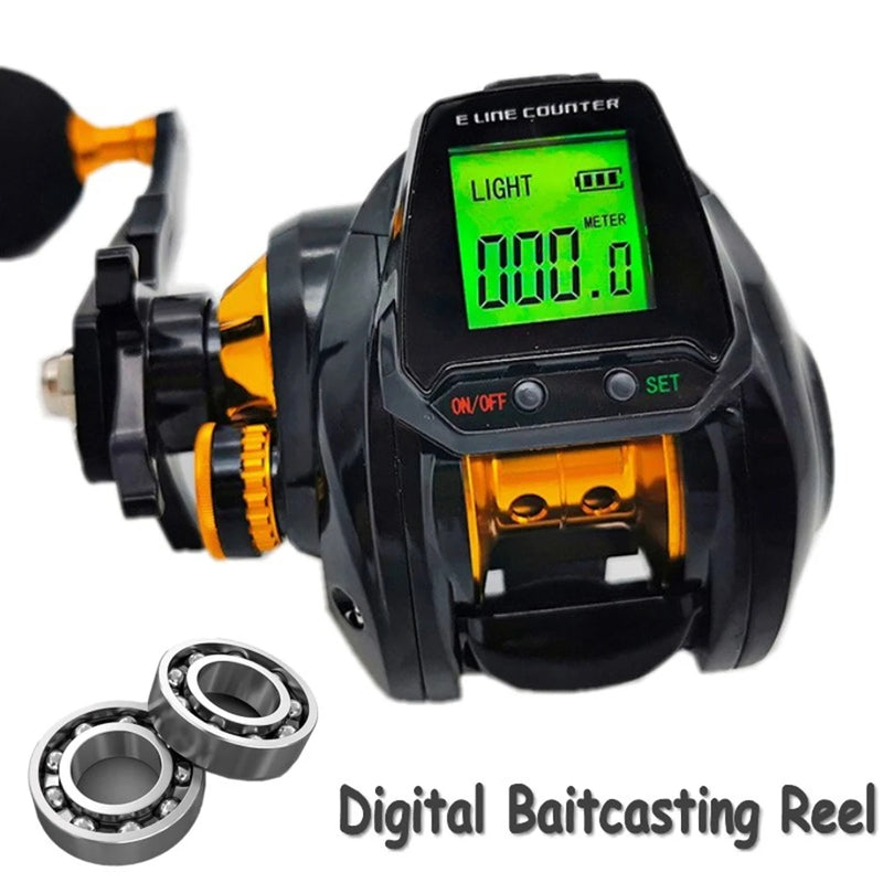 7.2:1 Digital Fishing Baitcasting Reel With Accurate Line Counter Large Display Bite Alarm Counting or Carbon Sea Fishing Rod - V.I.P Digital Presence