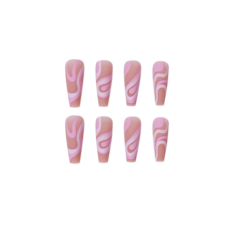 Rose Color Matching Line Press On Nail Fake Nail Patch Wearing Nail Finished Product - V.I.P Digital Presence