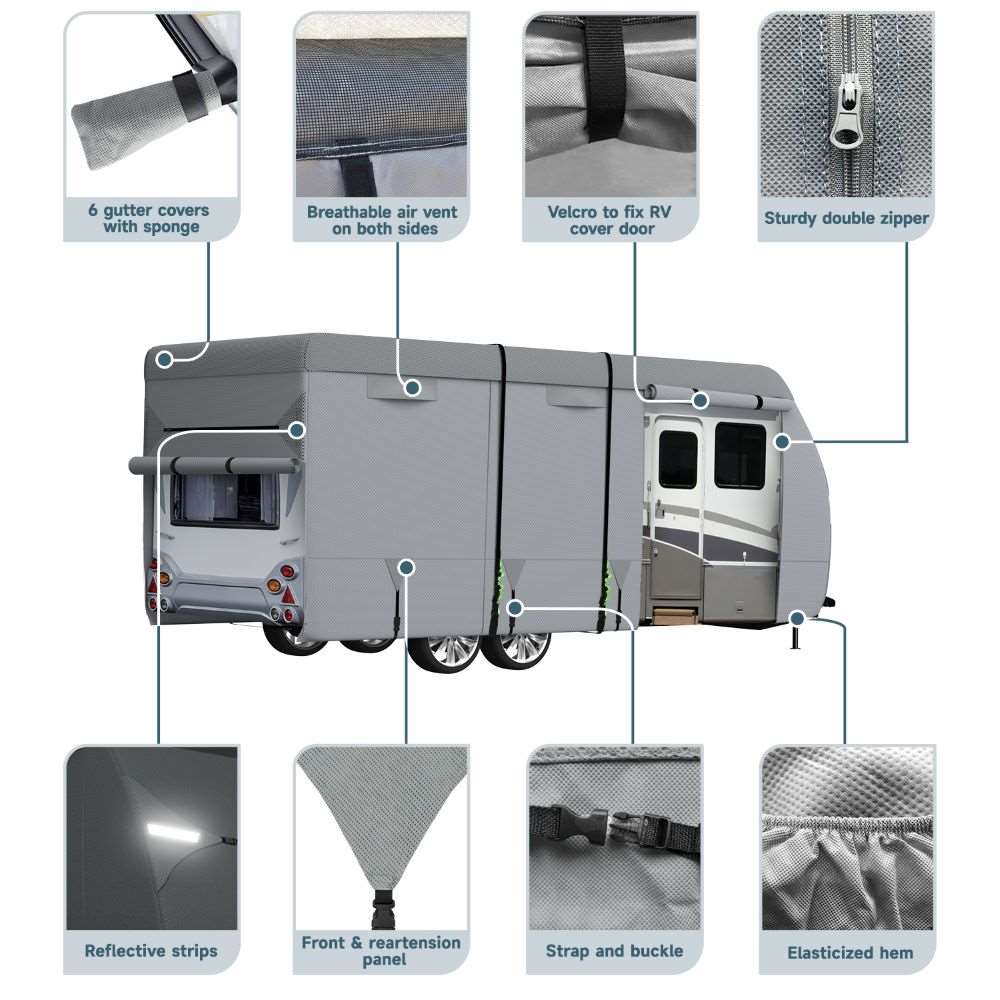 Umbrauto RV Cover,7 Layers Travel Trailer Cover, Waterproof Camper Cover,Grey - V.I.P Digital Presence