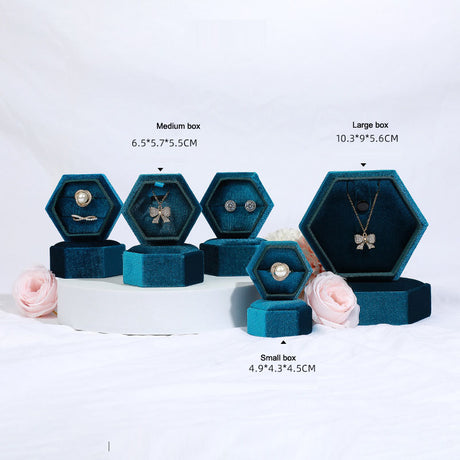 Hexagonal jewelry box, high-end Korean velvet ring earring box, jewelry box, jewelry packaging box - V.I.P Digital Presence