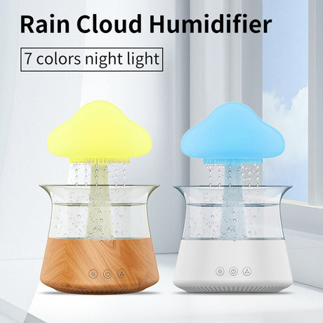 New Designed Cool Mist Essential Oil 7 Colors LED Night Light Wood Grain Cloud Rain Water Air Humidifier - V.I.P Digital Presence