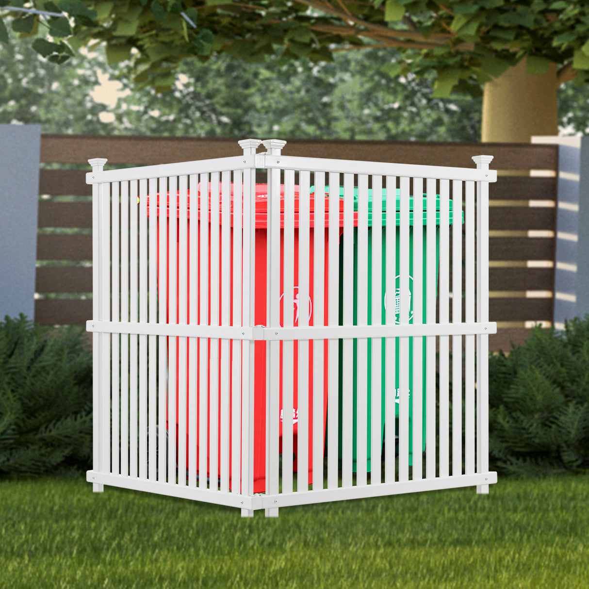 Privacy Screen Panels Kit Air Conditioner Trash Can Enclosure Vinyl white color - V.I.P Digital Presence