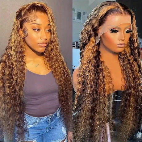 Lace Wigs 13x4 HD Transparent Water Wave Frontal Wigs Highlight Honey Blonde Water Wave Lace Wig - V.I.P Digital Presence